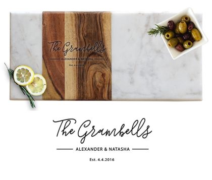 Pavia Marble and Acacia Wood Serving Tray - Elegant