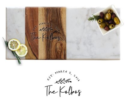 Pavia Marble and Acacia Wood Serving Tray - Rustic