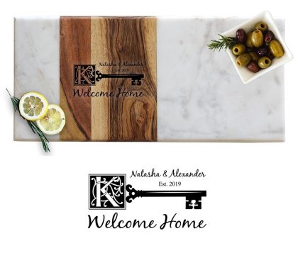 Pavia Marble and Acacia Wood Serving Tray - Rustic Key