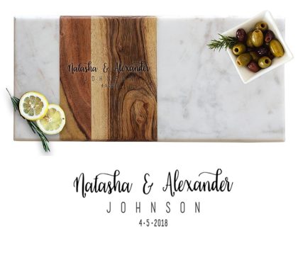 Pavia Marble and Acacia Wood Serving Tray - Whimsical