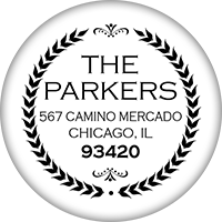 Round Return Address Stamp - Classic Wreath