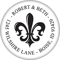 Round Return Address Stamp - Fleur De Lis