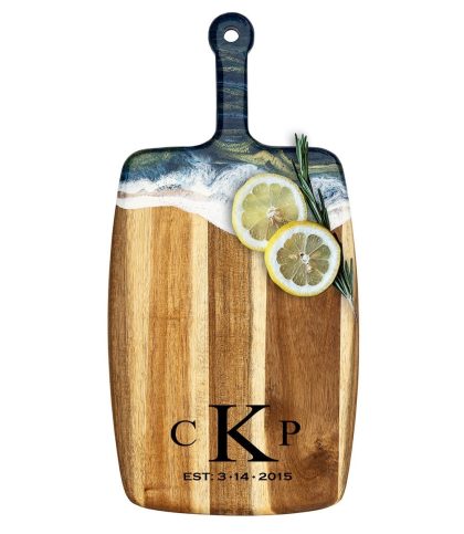 Acacia Wood Cheese Board with Epoxy Resin Ocean Dream - 3 LTR