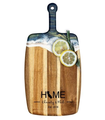 Acacia Wood Cheese Board with Epoxy Resin Ocean Dream - State Home