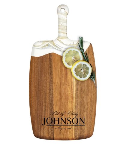 Acacia Wood Cheese Board with Epoxy Resin White Gold - Champagne