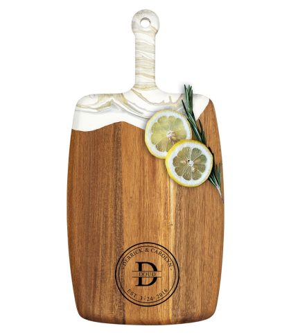 Acacia Wood Cheese Board with Epoxy Resin White Gold - Bold Mono