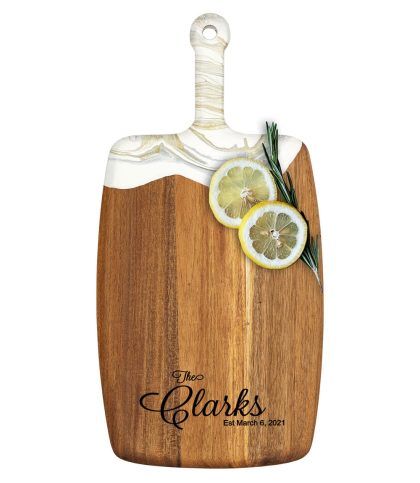 Acacia Wood Cheese Board with Epoxy Resin White Gold - Visionary