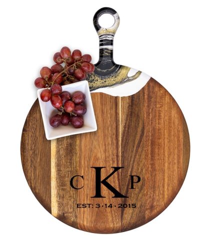 Acacia Wood Cheese Board with Epoxy Resin Black Gold - 3 LTR